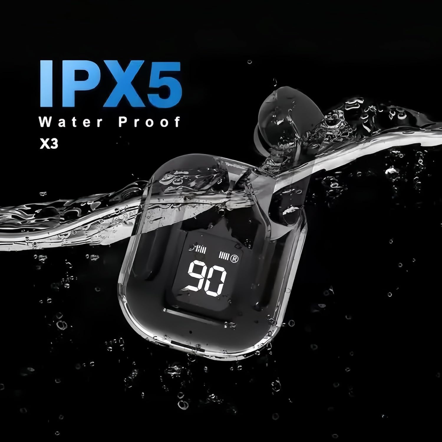 Wireless Headphones, LED Battery Display