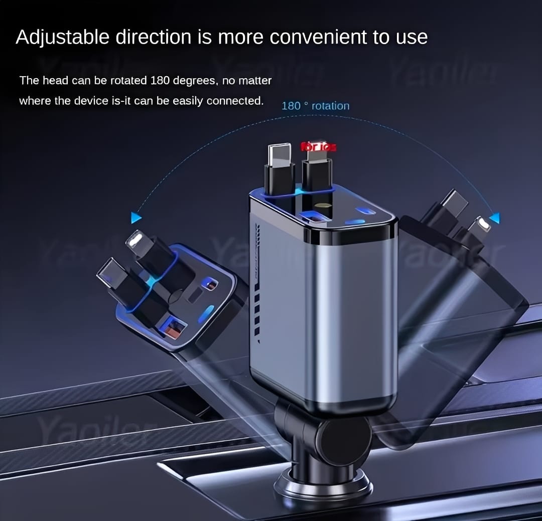 C6 4 In 1 Multi Functional Car Charger Fast Charging With Star Light Providing Durable Quality - 20 Watt